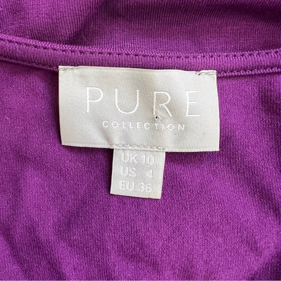 PURE COLLECTION Faux Wrap Dress Purple Stretch 4 - Picture 5 of 7